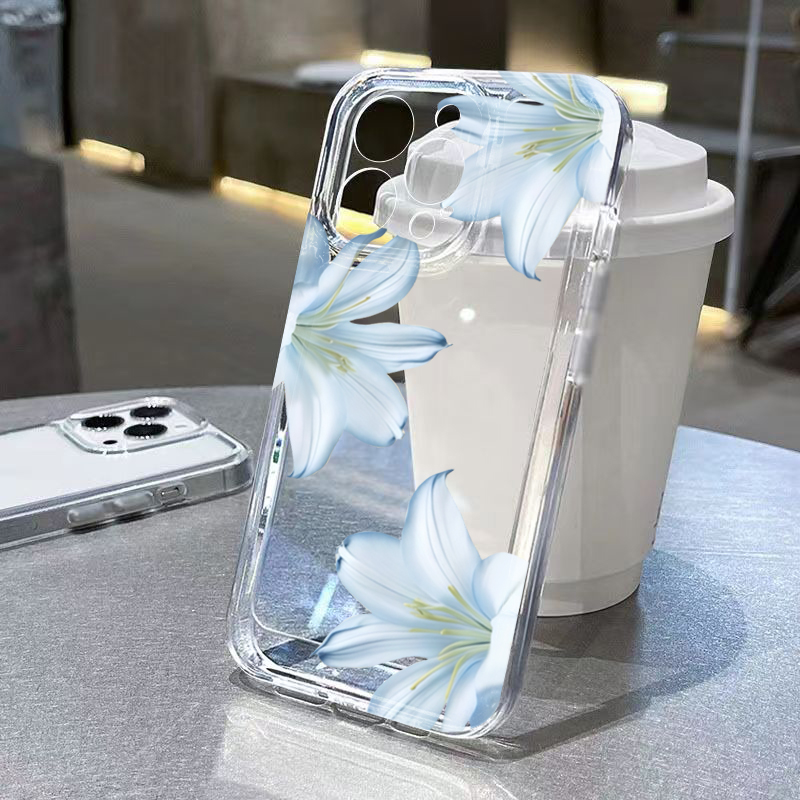 X Phone Accessories - Capa Transparente de Moda com Flor